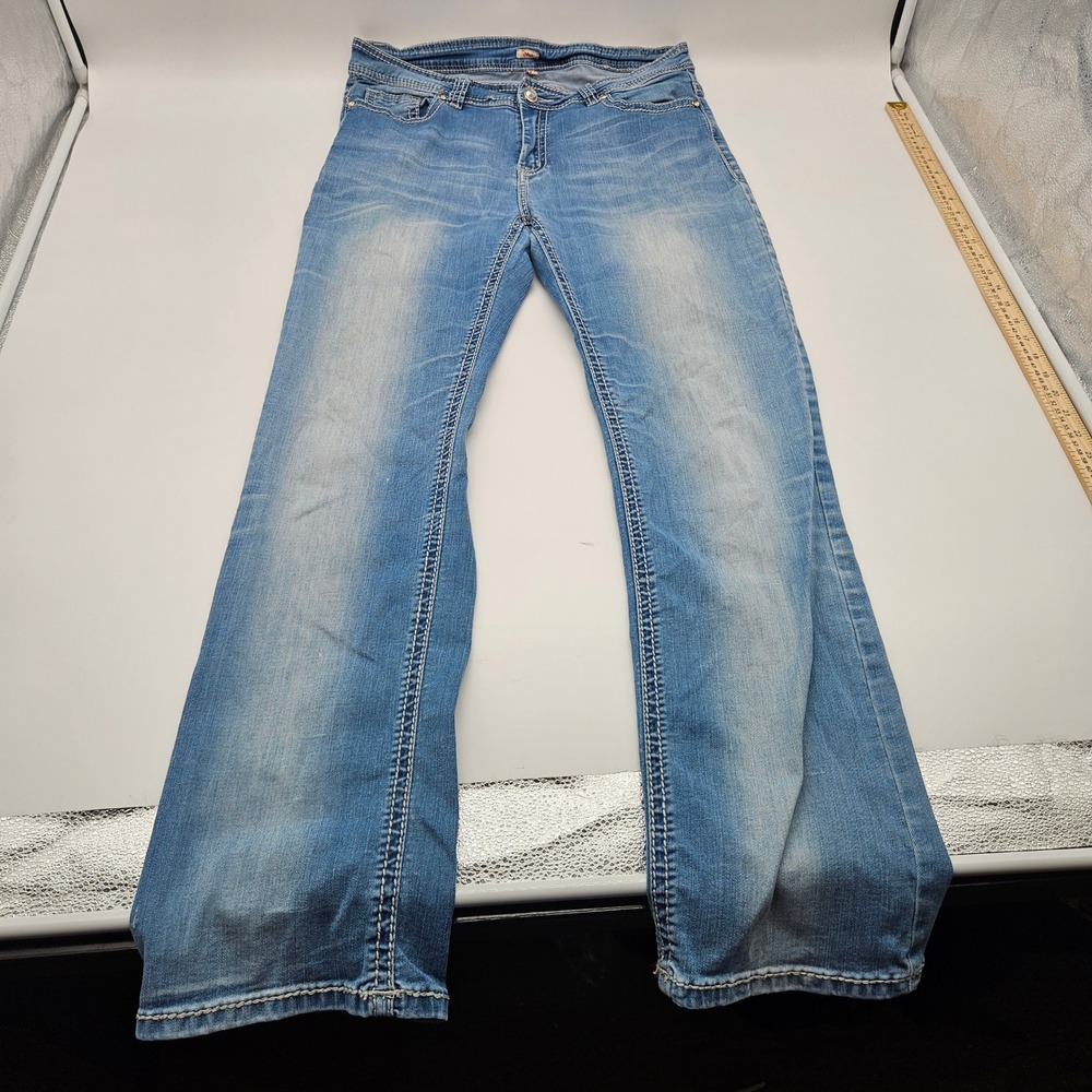 Reba McEntire Womens Bootcut Jeans Light Wash Rhinestone Embroidered‎ Size 12
